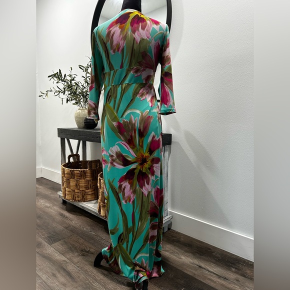 Pink Lily Floral Maxi Dress - Teal and Pink - Picture 3 of 3